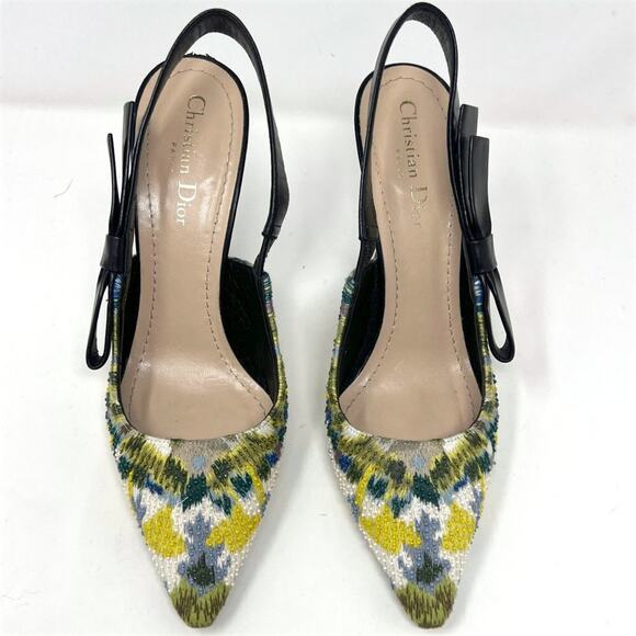 Dior Sweet D Embroidered Beaded Slingback Pumps Size 40 / 9.5-10 - Picture 2 of 10